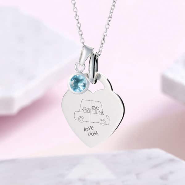 sterling silver child's drawing necklace - Inscripture - Handwriting Necklace - Memorial Jewellery