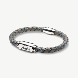 Mens Grey Leather ID Bracelet - Inscripture - Handwriting Jewellery - Memorial Jewellery