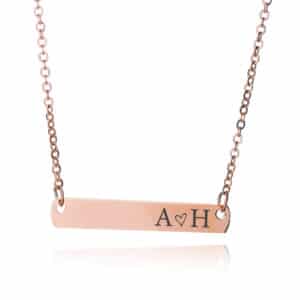 Rose Gold Initial Bar Necklace - Inscripture - Initial Jewellery