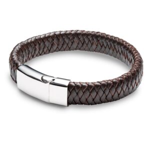Men's Personalised Brown Leather Cuff Bracelet - Inscripture - Personalised Jewellery for him