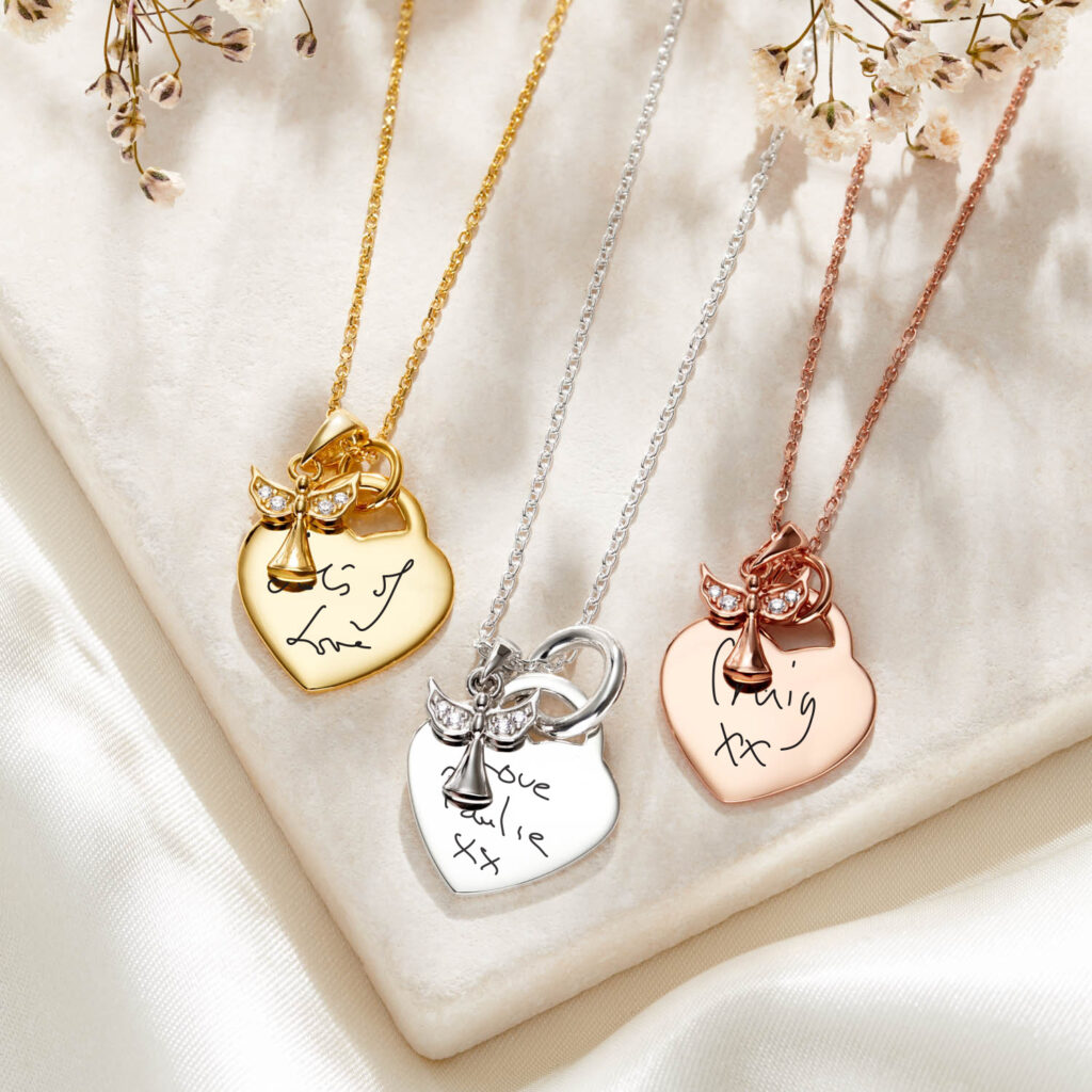 Angel Heart Handwriting Necklace - Inscripture - Handwriting Jewellery - Memorial Jewellery