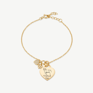 Gold Leaf Duo Handwriting Bracelet - Memorial Jewellery - Inscripture