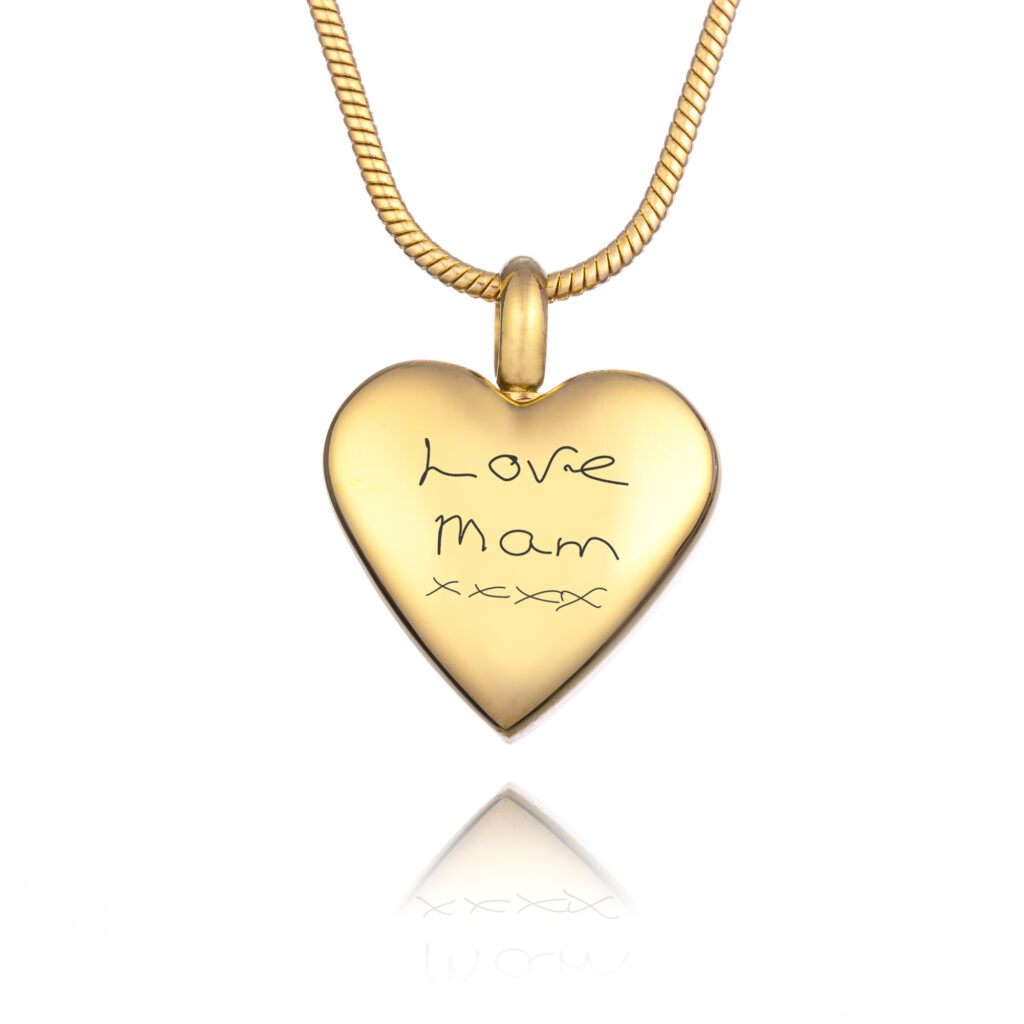 Handwriting Gold Urn Necklace - Handwriting Jewellery - Memorial Jewellery - Inscripture - Ashes Jewellery