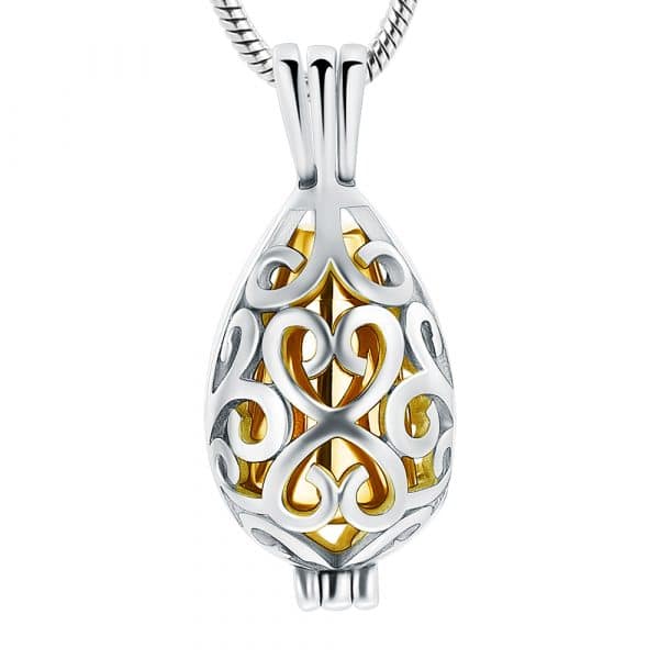 Gold Caged Ashes Necklace - Inscripture - Ashes Jewellery