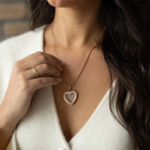 Two Tone Heart Ashes Necklace - Inscripture - Ashes Jewellery - Memorial Jewellery