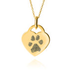 Gold Heart Paw Print Necklace