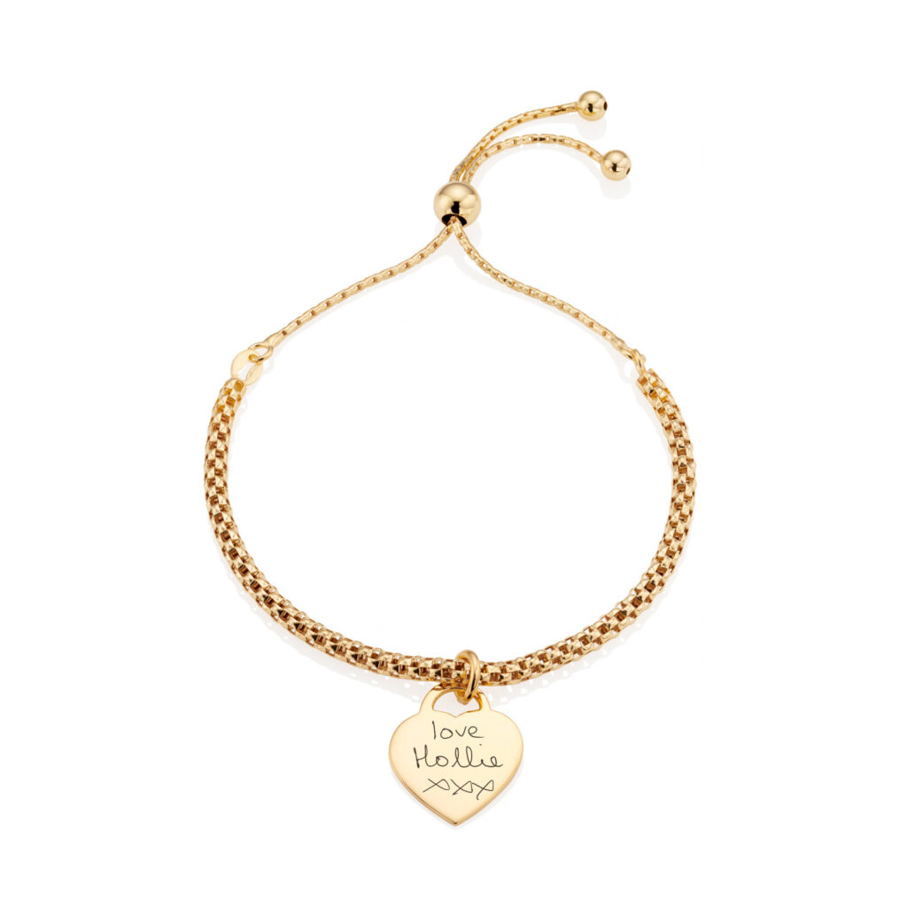 Gold Popcorn Handwriting Bracelet - Handwriting Jewellery - Memorial Jewellery - Inscripture