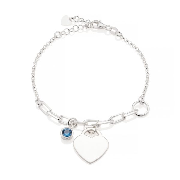 Silver Heart BirthStone Bracelet