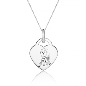 Sterling Silver Children's Drawing Heart Necklace - Inscripture - Children's Drawing Jewellery