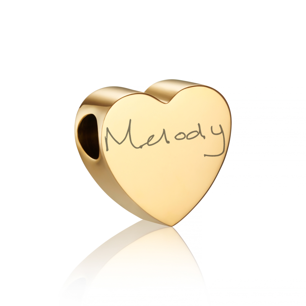 Gold Pandora Heart Handwriting Charm - Handwriting Jewellery - Inscripture - Memorial Jewellery