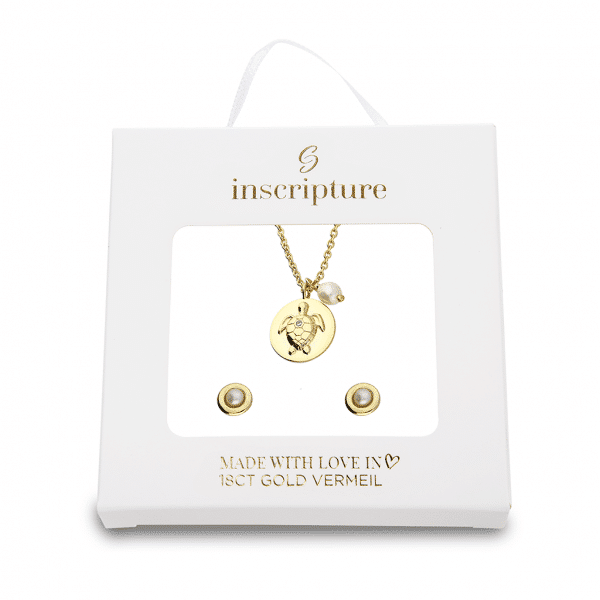 Gold Turtle Necklace & Earring Gift Set