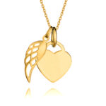Gold Angel Wing Heart Necklace