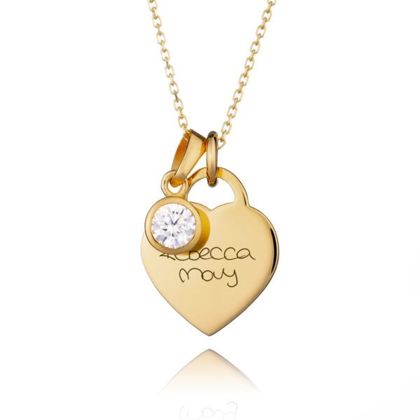Gold Handwriting Birthstone Necklace - Handwriting Jewellery - Memorial Jewellery - Inscripture