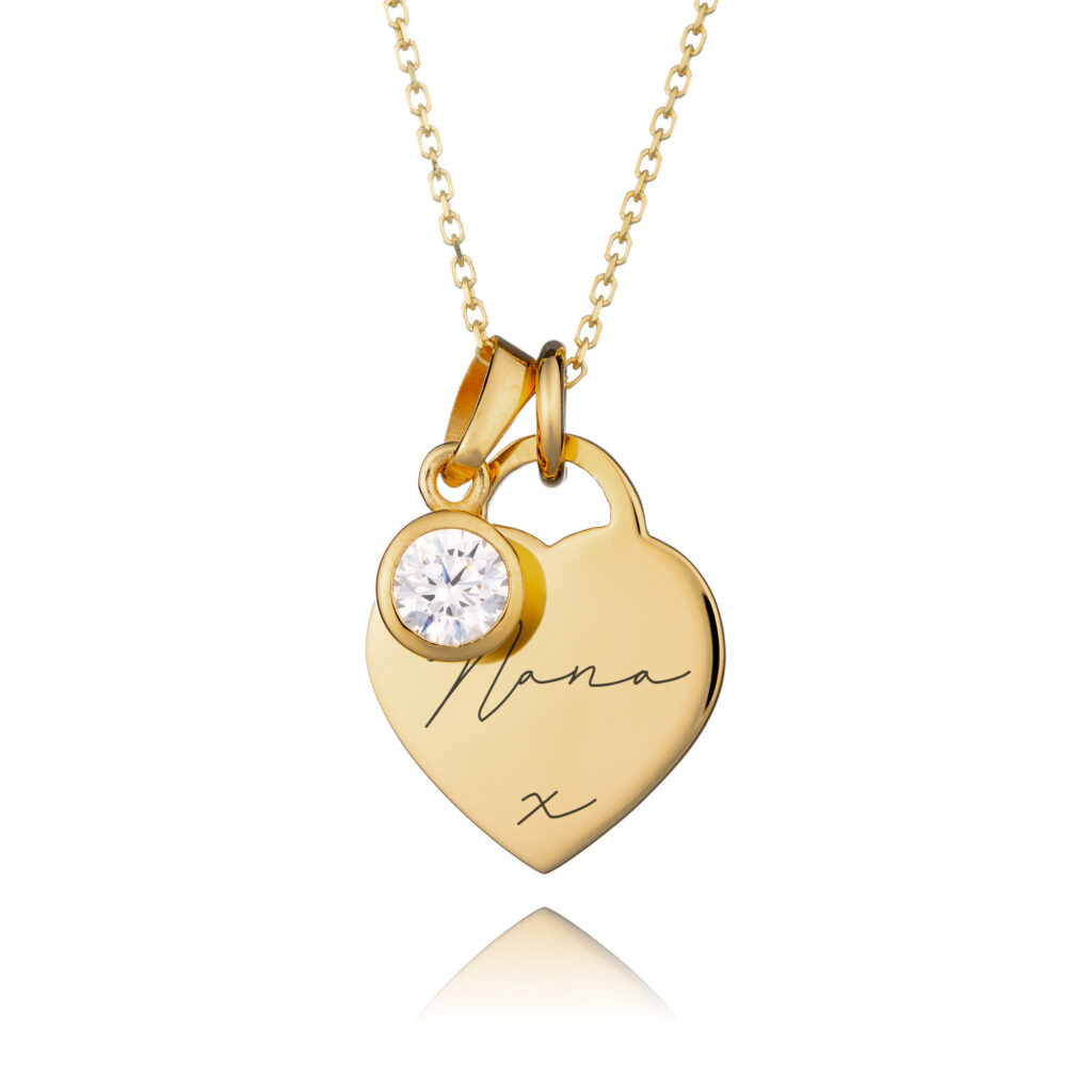 Gold Birthstone Handwriting Necklace - Inscripture - Memorial Jewellery