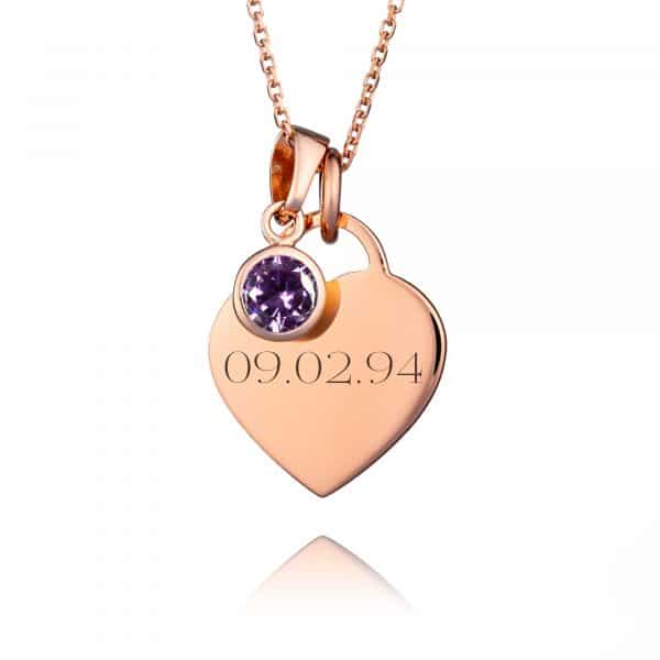Rose Gold Personalised Birthstone Necklace - Inscripture