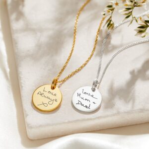 Disc Handwriting Necklace - Handwriting Jewellery - Memorial Jewellery - Inscripture