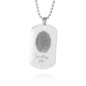 Fingerprint Dog Tag Necklace - Memorial Jewellery - Fingerprint Jewellery - Inscripture