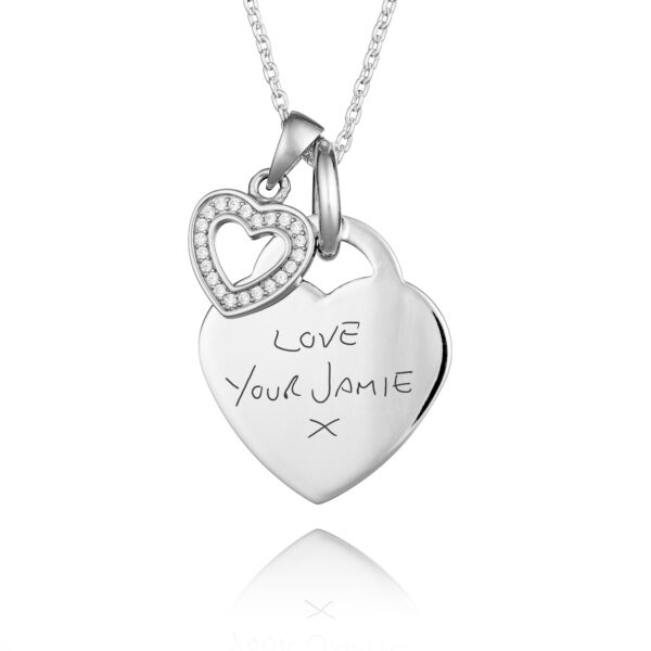 Duo Heart Handwriting Necklace - Memorial Jewellery
