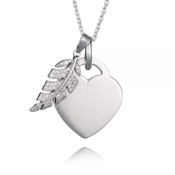 Memorial Jewellery - Silver Feather Memorial Necklace -Inscripture