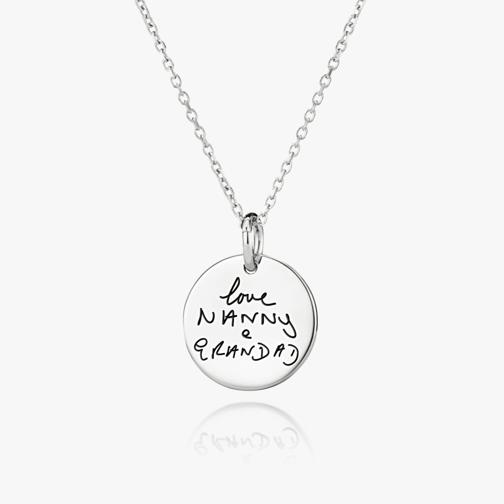 Disc Handwriting Necklace - Handwriting Jewellery - Memorial Jewellery - Inscripture