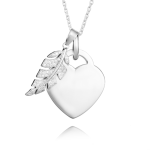 Memorial Jewellery - Silver Feather Memorial Necklace -Inscripture