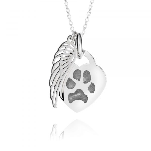 Angel Wing Paw Print Necklace - Inscripture - Paw Print Jewellery