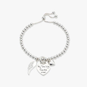 Duo Angel Wing Handwriting Bracelet - Handwriting Jewellery - Memorial Jewellery - Inscripture