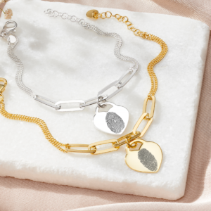 Silver Fingerprint Link Bracelet - Fingerprint Jewellery - Memorial Jewellery - Inscripture