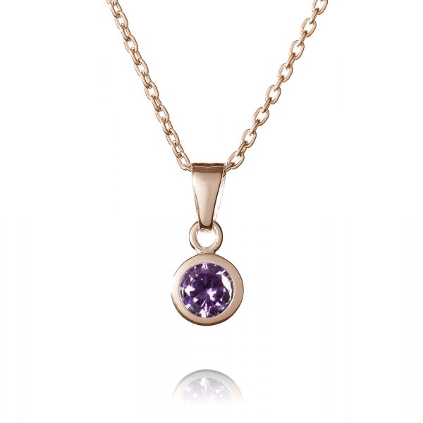 Rose Gold February Birthstone Necklace - Birthstone Jewellery - Inscripture