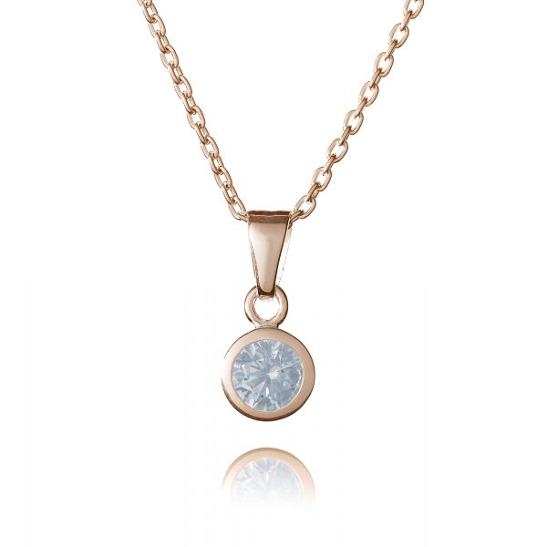 Rose Gold April Birthstone Necklace - Birthstone Jewellery - Inscripture