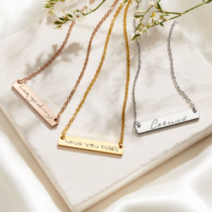 Gold Bar Handwriting Necklace - Handwriting Jewellery - Memorial Jewellery - Inscripture