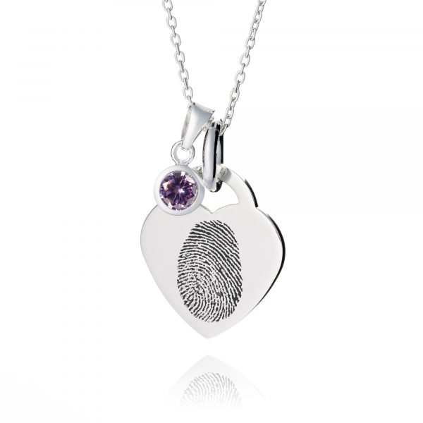 Fingerprint Birthstone Necklace - Fingerprint Jewellery - Birthstone Jewellery
