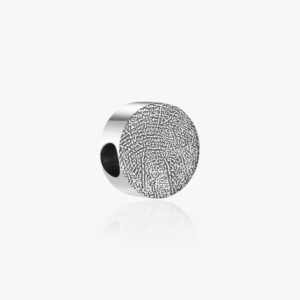 Silver Circle Fingerprint Pandora Compatible Charm - Memorial Jewellery - Inscripture - Fingerprint Jewellery