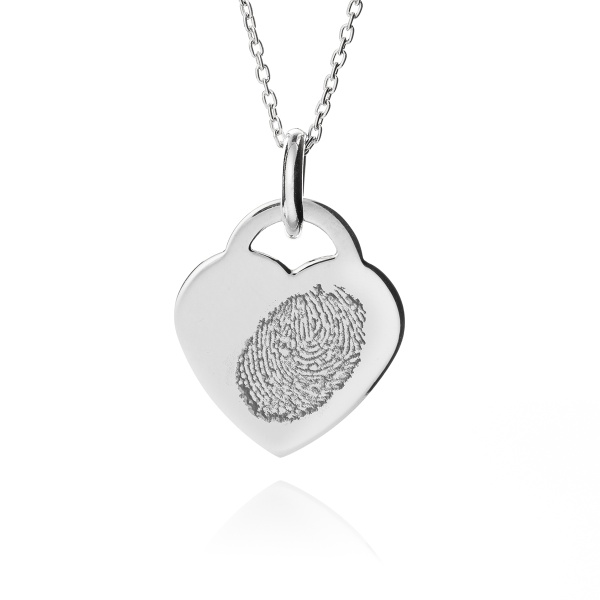 Sterling Silver Heart Fingerprint Necklace - Fingerprint Jewellery - Inscripture - Memorial Jewellery