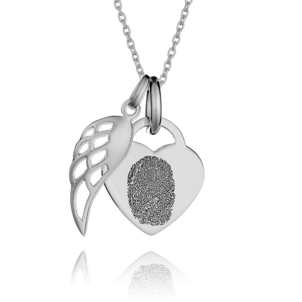 Small Angel Wing Fingerprint Necklace -- Fingerprint Jewellery