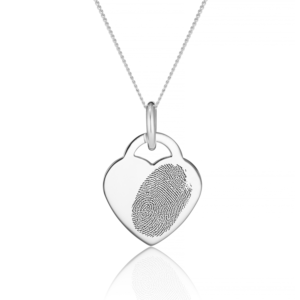 Sterling Silver Heart Fingerprint Necklace - Fingerprint Jewellery - Inscripture - Memorial Jewellery