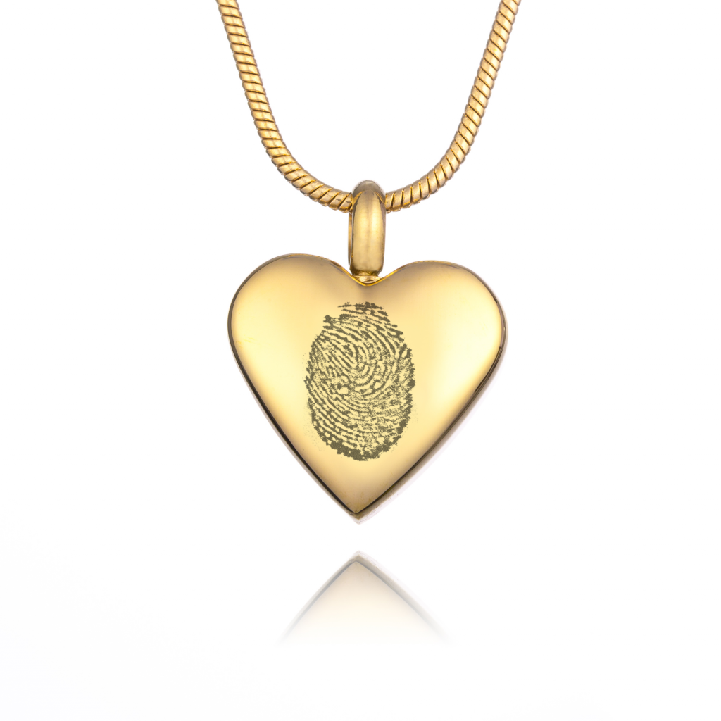 Gold Urn Fingerprint Necklace - Fingerprint Jewellery - Inscripture - Memorial Jewellery - Ashes Jewellery