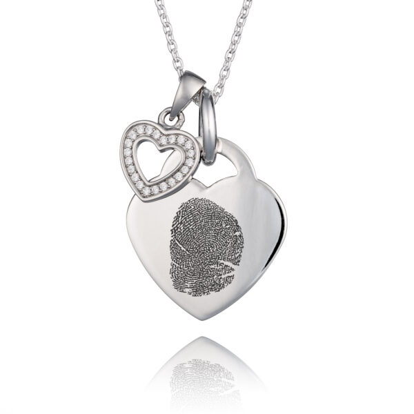 Duo Heart Fingerprint Necklace - Fingerprint Jewellery - Inscripture