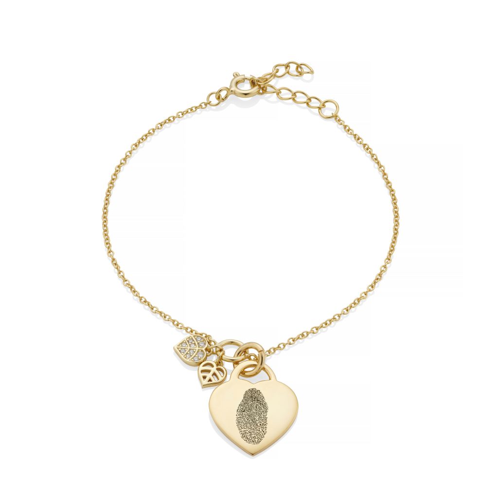 Gold Leaf Duo Fingerprint Bracelet - Fingerprint Jewellery