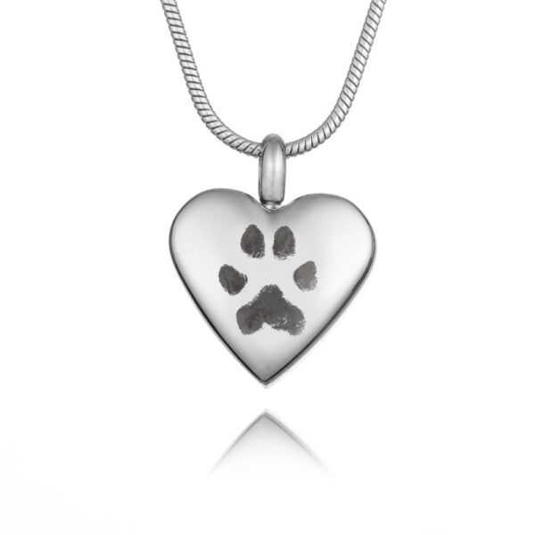 Silver Urn Paw Print Necklace - Paw Print Jewellery - Pet Memorial Jewellery - Inscripture - Ashes Jewellery