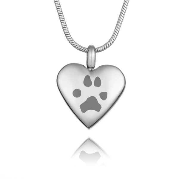 Silver Urn Paw Print Necklace - Paw Print Jewellery - Pet Memorial Jewellery - Ashes Jewellery - Inscripture
