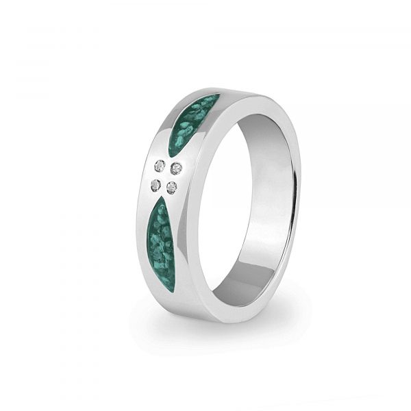 Aqua Unisex Four Together Memorial Ashes Ring - Ashes into Jewellery