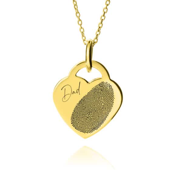 Gold Heart Fingerprint Necklace - Fingerprint Jewellery - Inscripture