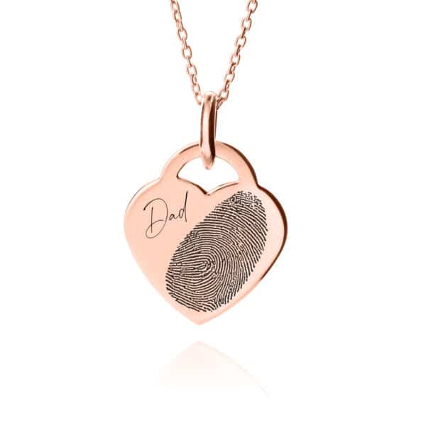 Rose Gold Heart Fingerprint Necklace