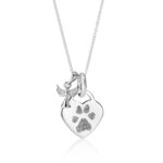 Sterling Silver Heart Angel Paw Print Necklace