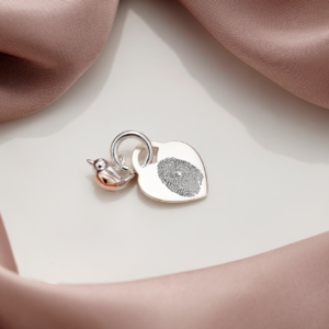 Sterling Silver Robin Fingerprint Charm - Memorial Jewellery - Fingerprint Jewellery - Inscripture