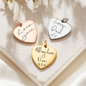 Rose Gold Heart Handwriting Charm - Handwriting Jewellery - Memorial Jewellery - Inscripture