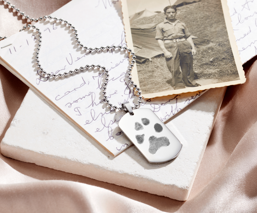 Dog Tag Paw Print Necklcace - Paw Print Jewellery - Memorial Jewellery - Inscripture