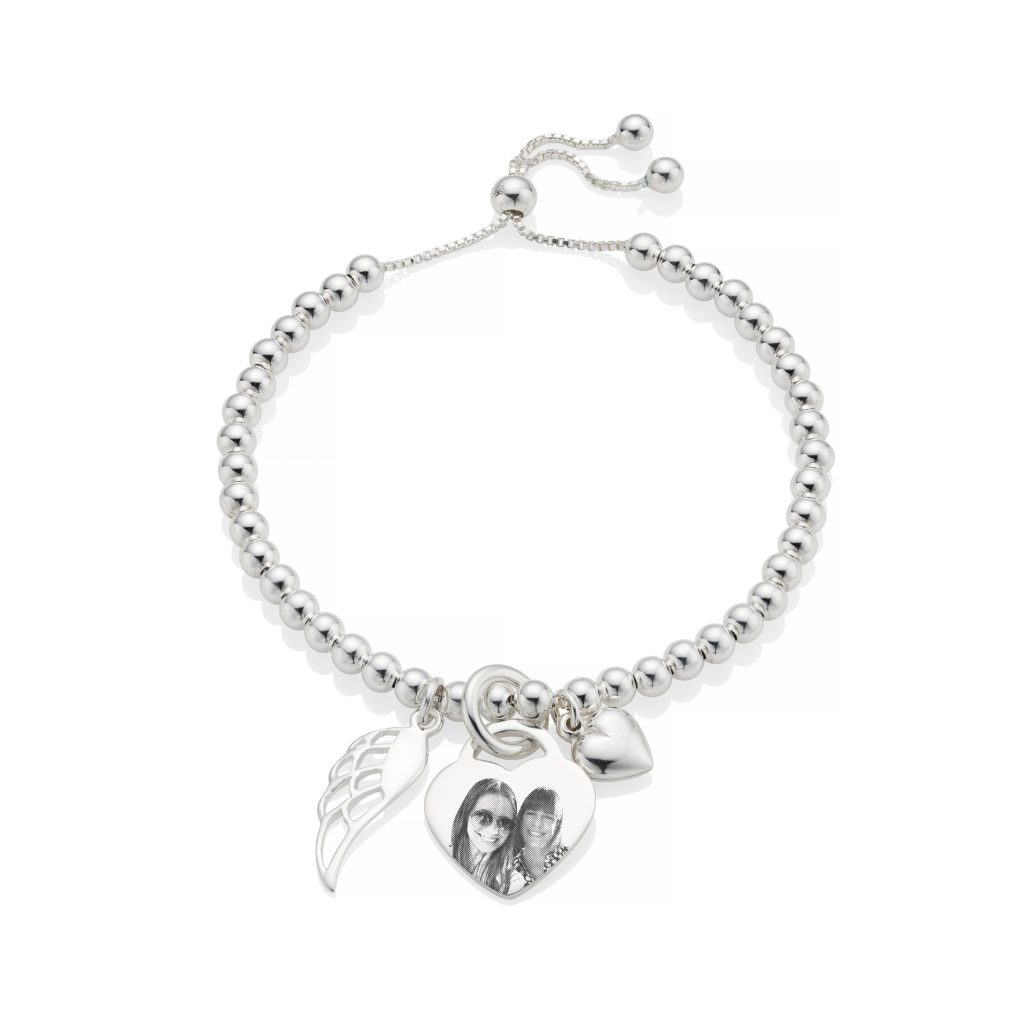 Duo Angel Wing Photo Bracelet - Photo Jewellery - Memorial Jewellery - Inscripture