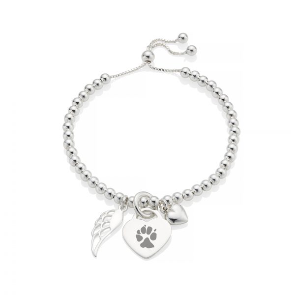 Duo Angel Wing Paw Print Bracelet - Pet Memorial Jewellery
